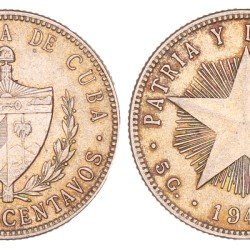 Cuba. 20 Centavos. 1949. AUnc.