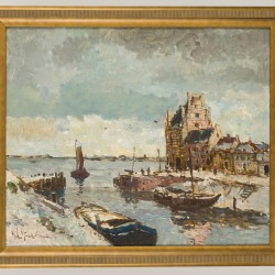 Martines Leonardes Middelhoek (1898-1986), Gezicht op de Campveerse toren Veere, eind 20e eeuw. 