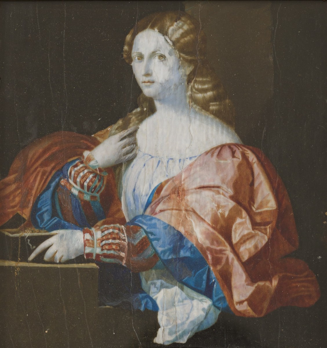 Italiaanse School, Dame in renaissance jurk met bijoux-kistje, mogelijk Lucretia, 19e eeuw.