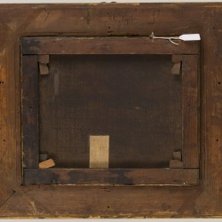 Belgische School, Romantisch stadsgezicht bij Gotische kerk, oleogravure, 1e helft 20e eeuw.