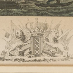 Hollandse School, Twee gezichten op de haven van Amsterdam, staalgravure, 19e eeuw.