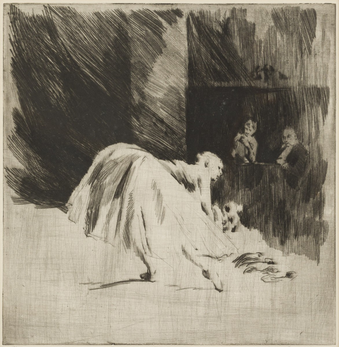 Dick Stolwijk (Palembang Sumatra 1931), een aquatint van een ballerina op het toneel, 1962.