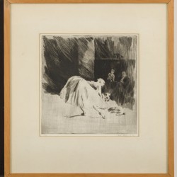 Dick Stolwijk (Palembang Sumatra 1931), een aquatint van een ballerina op het toneel, 1962.