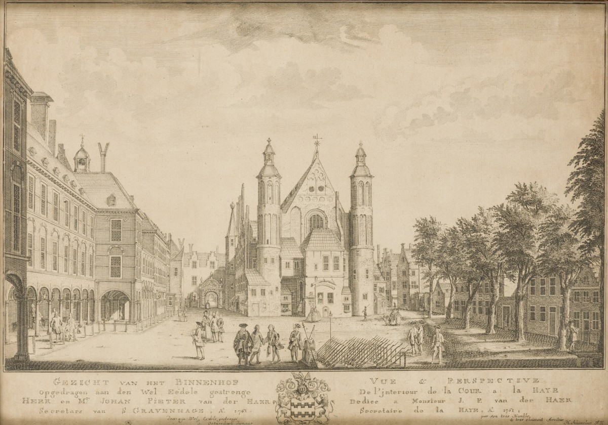 Hollandse School, Een gezicht op het Binnenhof, 1761.