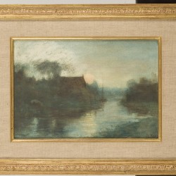 Adriaan Kruseman (1875-1964), Boerderij aan een sloot, aquarel op papier, begin 20e eeuw.