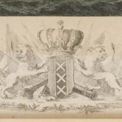 Hollandse School, Twee gezichten op de haven van Amsterdam, staalgravure, 19e eeuw.