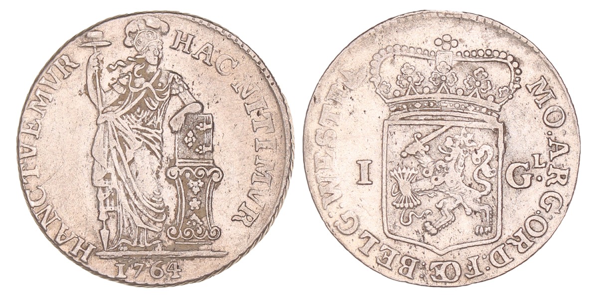1 Gulden - Generaliteits. West-Friesland. 1764. Fraai / Zeer Fraai.