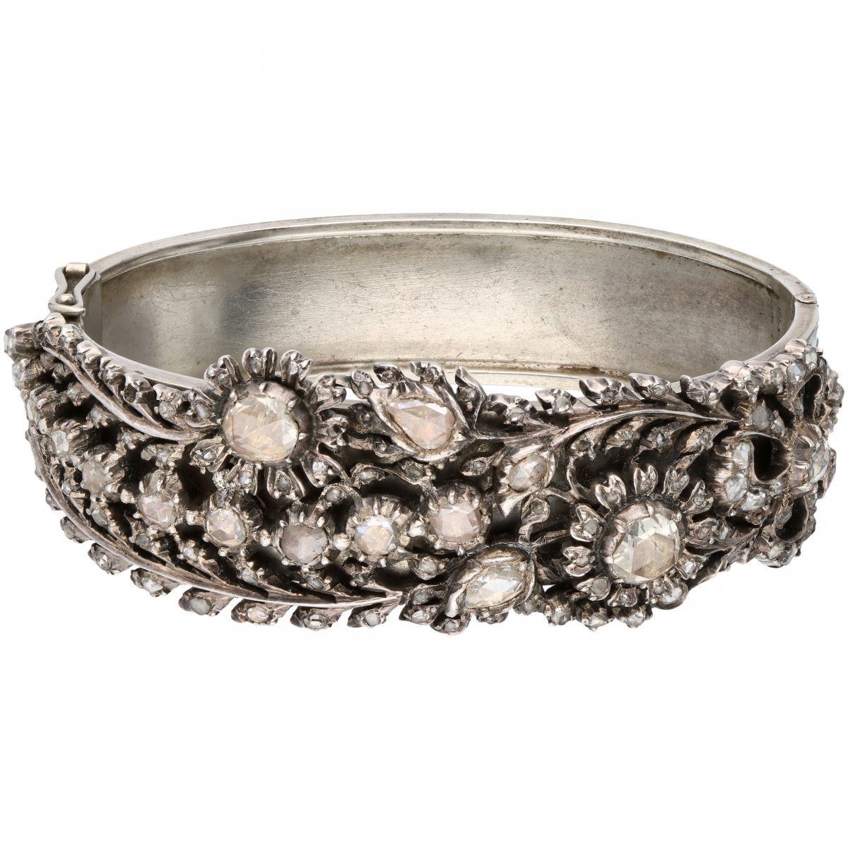 Zilveren bangle armband, met 108 diamanten - 835/1000.