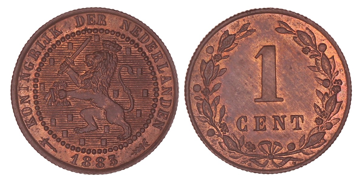 1 Cent Willem III 1883. FDC - (Originele kleur).