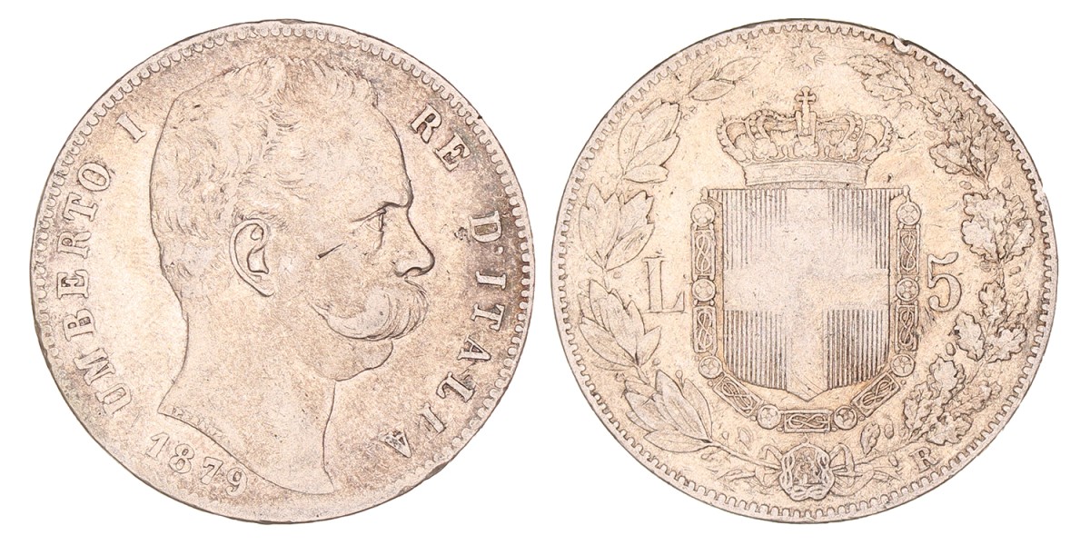 Italy. Kingdom. Umberto I. 5 Lire. 1879 R.