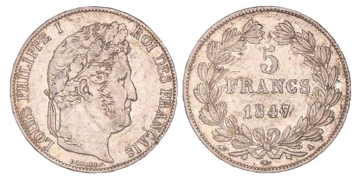 France. Louis Philippe I. 5 Francs. 1847 A.