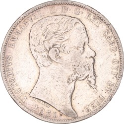 Italian states. Sardinia. Vittorio Emanuele. 5 Lire. 1851.