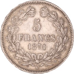 France. Third republic. 5 Francs. 1870 K.