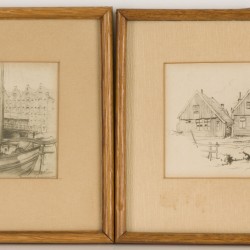 Een lot van (2) offset prints naar Anton Pieck, Zaanse huisjes en de Magere brug Amsterdam, 20e eeuw.