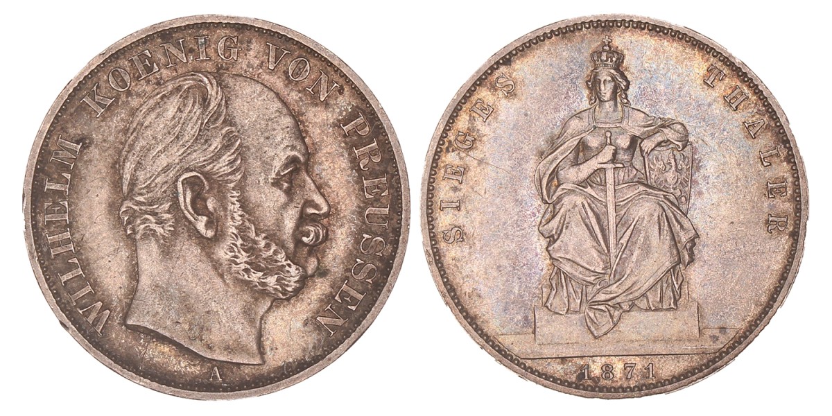 German states. Prussia. Wilhelm I. Thaler. 1871 A.