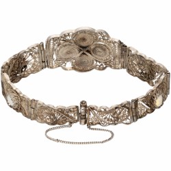 Zilveren filigrain armband, met natuurlijke witte opaal - 835/1000.