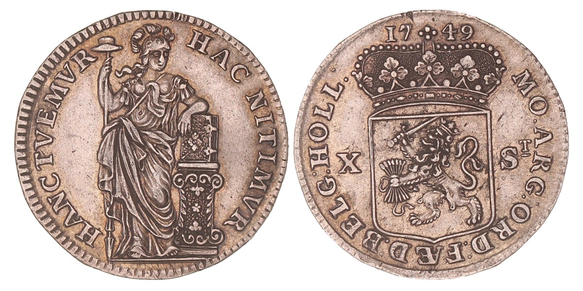 Halve Generaliteitsgulden van X stuiver. Holland. 1749. Zeer Fraai / Prachtig.