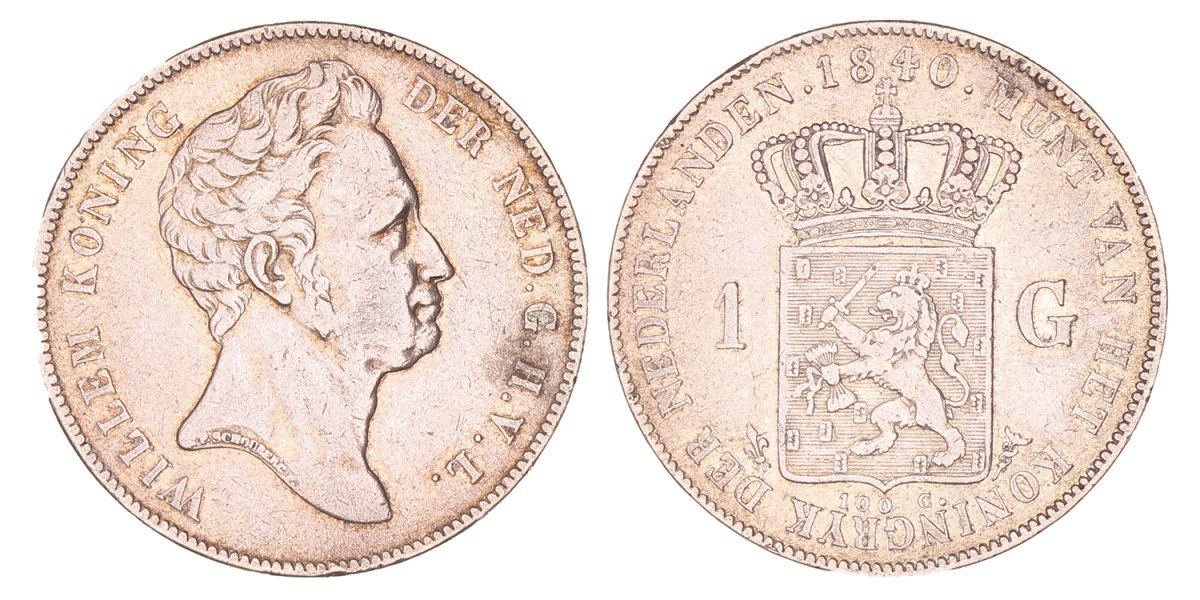 1 Gulden. Willem I. 1840. Fraai / Zeer Fraai.