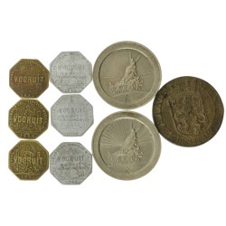 Belgium. Around 1880. Lot (180) Mostly 'Nu vooruit' tokens.