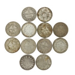 France. Lot (12) 5 Francs. 19th century.