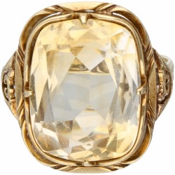 Geelgouden solitair ring, met natuurlijke citrien - 14 kt.
