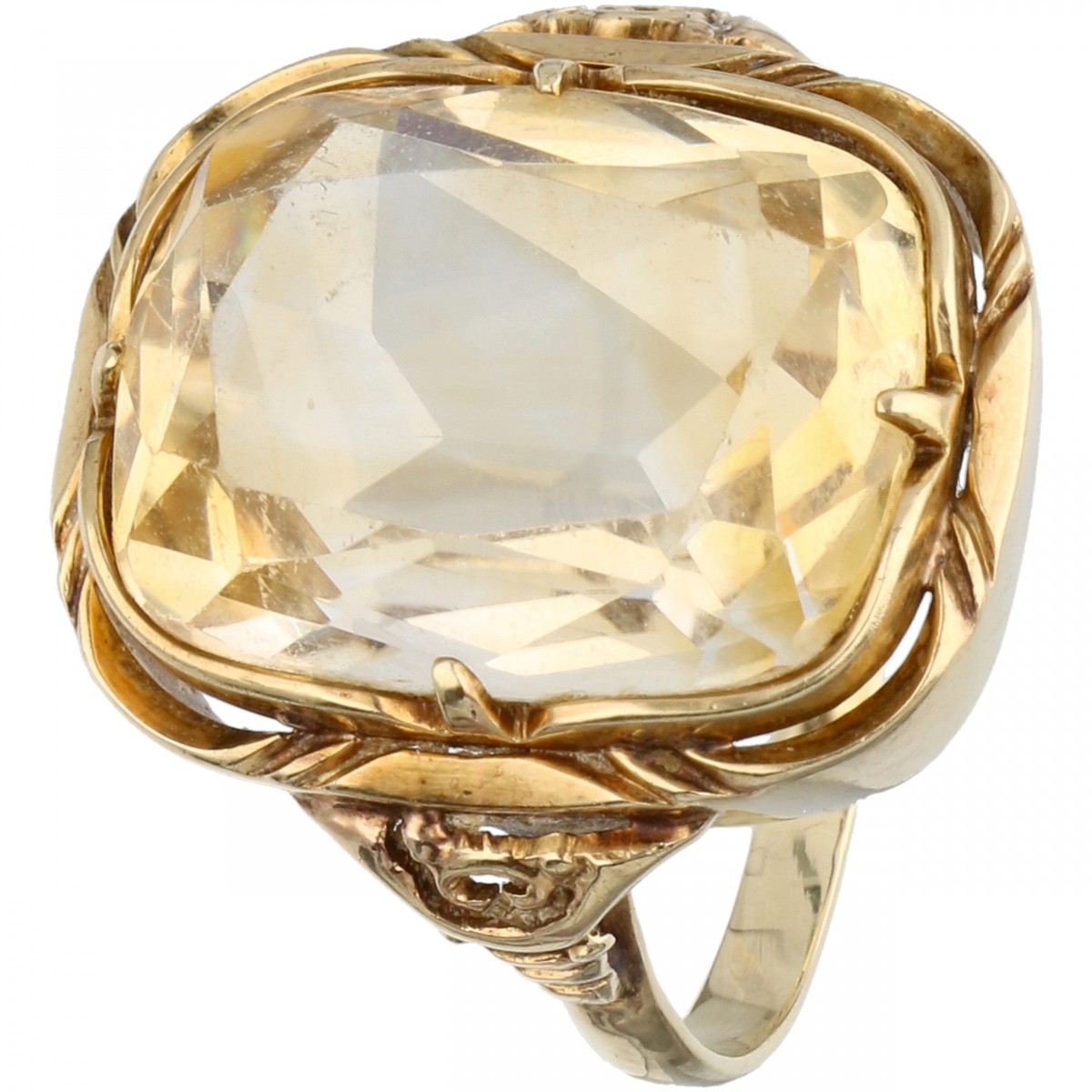 Geelgouden solitair ring, met natuurlijke citrien - 14 kt.