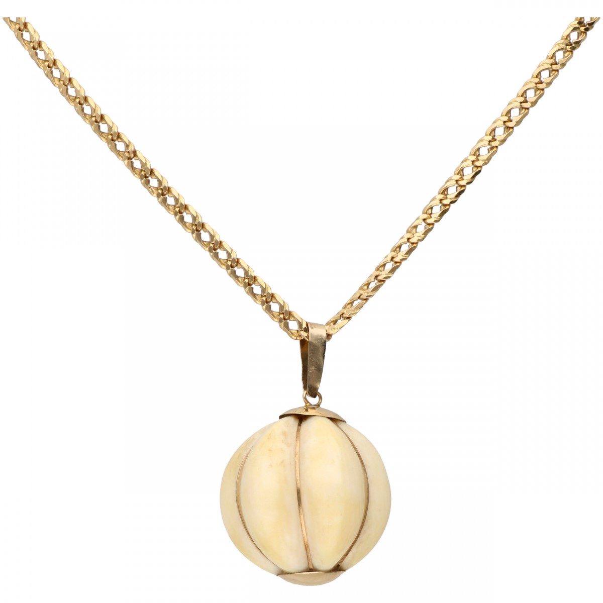 Geelgouden Uno A Erre collier met hanger van been - 14 kt.