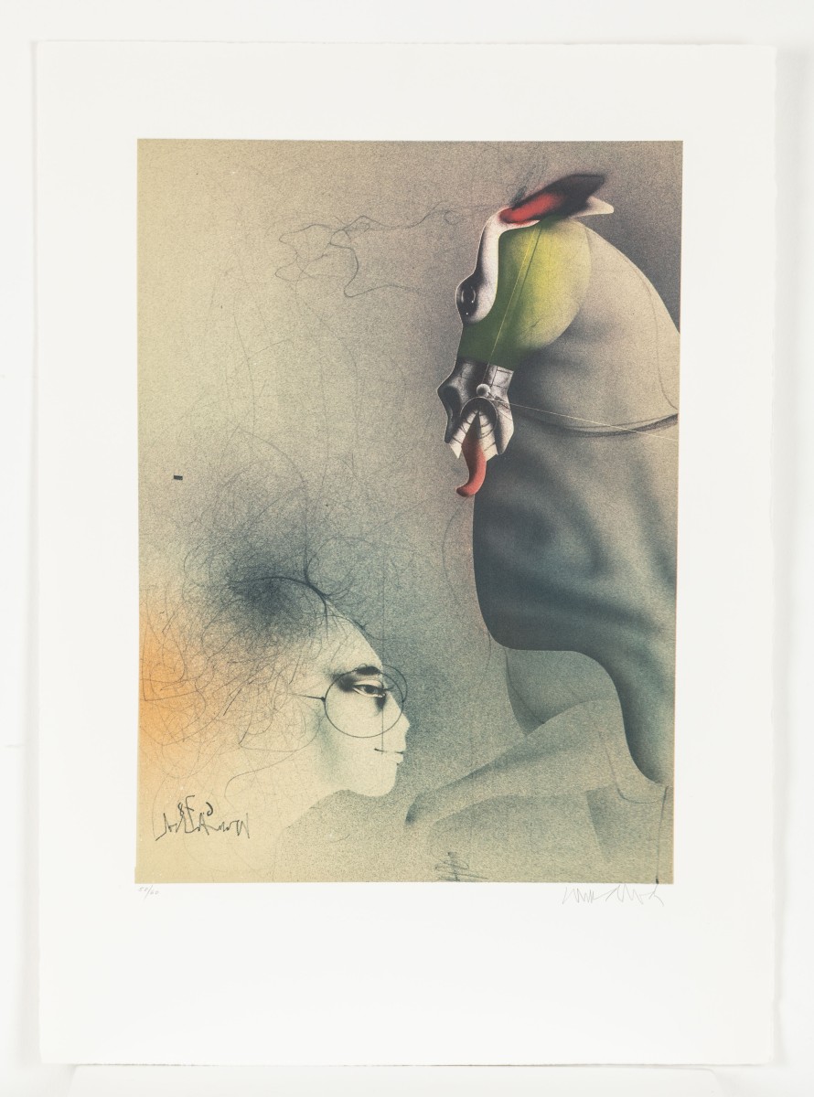 Paul Wunderlich, 'Kleine Frau mit Brille und Pferd', litho, gesigneerd.