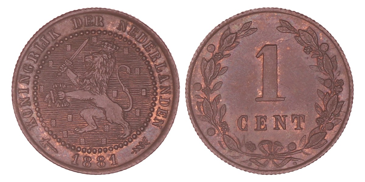1 Cent Willem III 1881. FDC -.