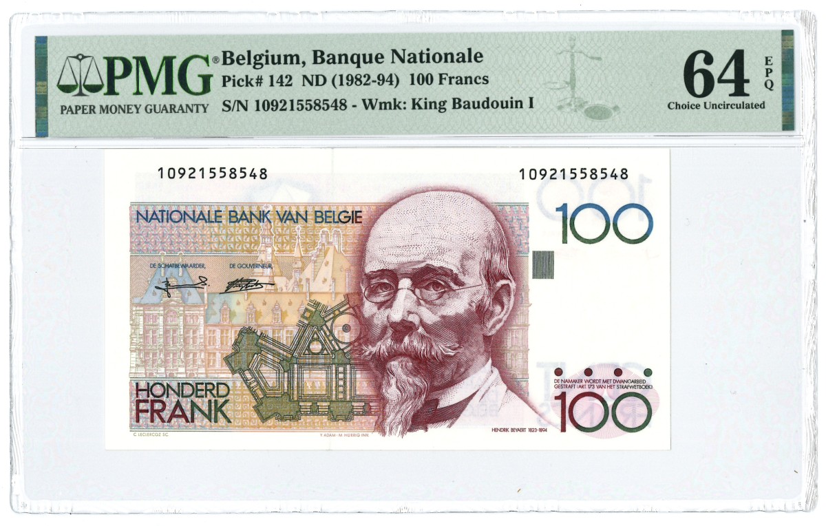 Belgium. 100 Francs. Banknote. Type 1982-1994. - UNC.