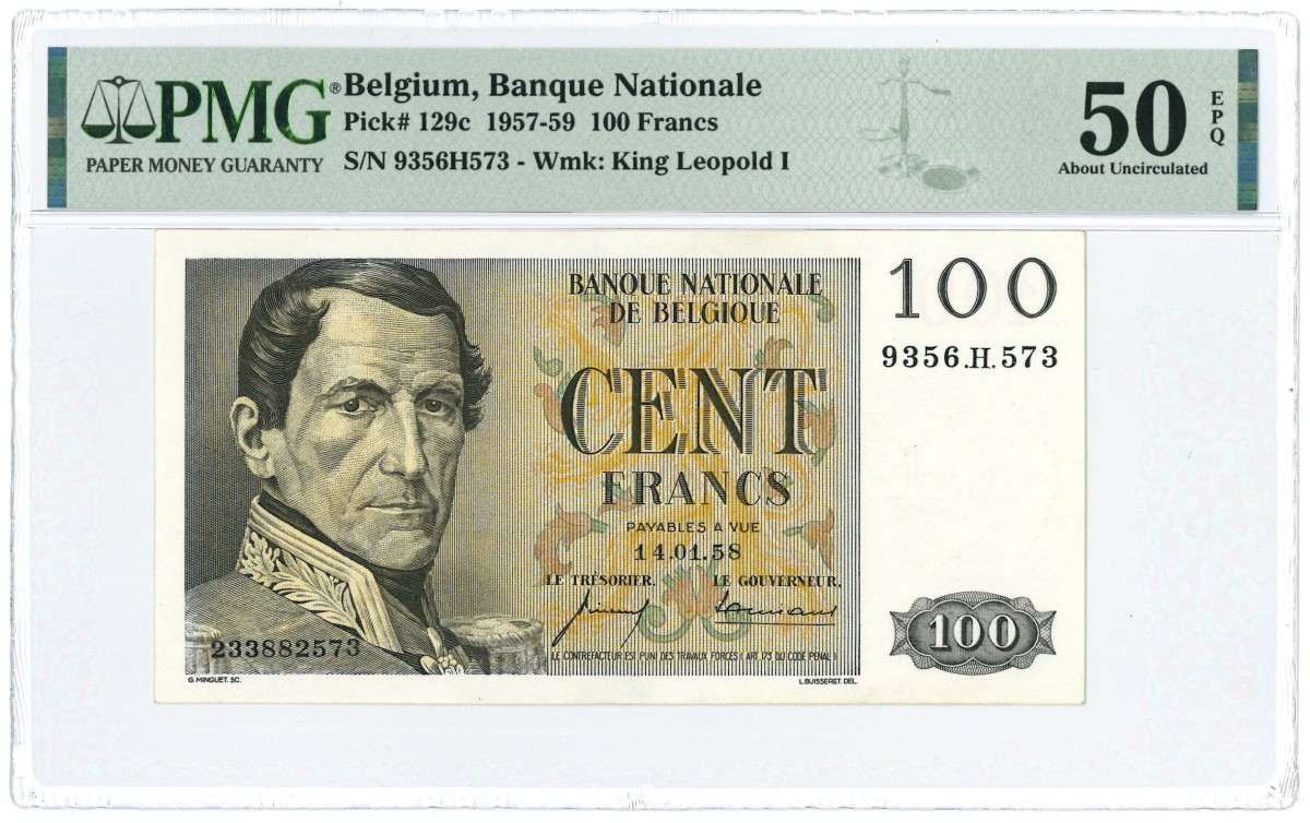 Belgium. 100 Francs. Banknote. Type 1957-1959. - About UNC.