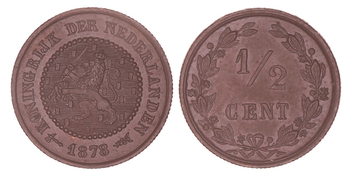 ½ Cent Willem III 1878. FDC -.
