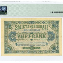 Belgium. 5 Francs. Banknote. Type 1915-1918. - Extremely fine.