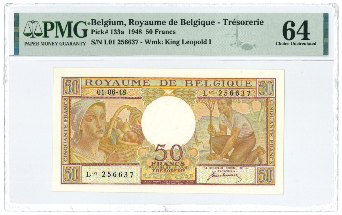 Belgium. 50 Francs. Banknote. Type 1948. - UNC.