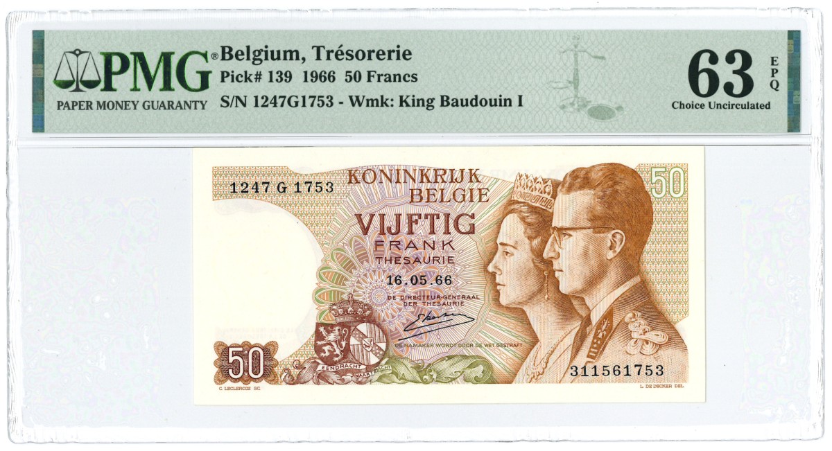 Belgium. 50 Francs. Banknote. Type 1966. - UNC.