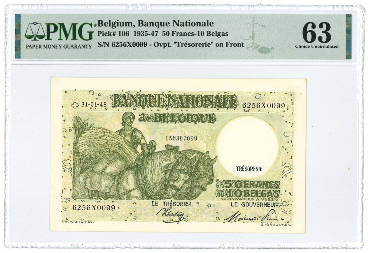 Belgium. 50 Francs. Banknote. Type 1935-1947. - UNC.