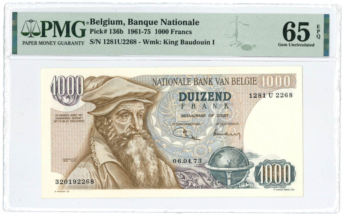 Belgium. 1000 Francs. Banknote. Type 1961-1975. - UNC.