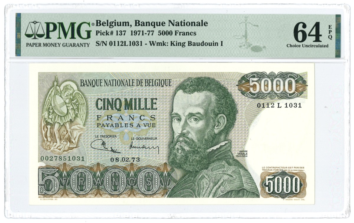 Belgium. 5000 Francs. Banknote. Type 1971-1977. - UNC.