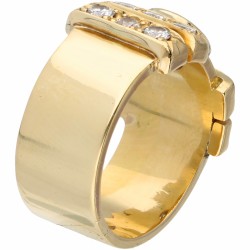 Geelgouden entourage ring, met ca. 1.61 ct. diamant - 18 kt.