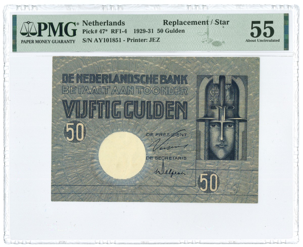Nederland. 50 Gulden. Bankbiljet. Type 1929. Type Minerva. - Nagenoeg UNC.