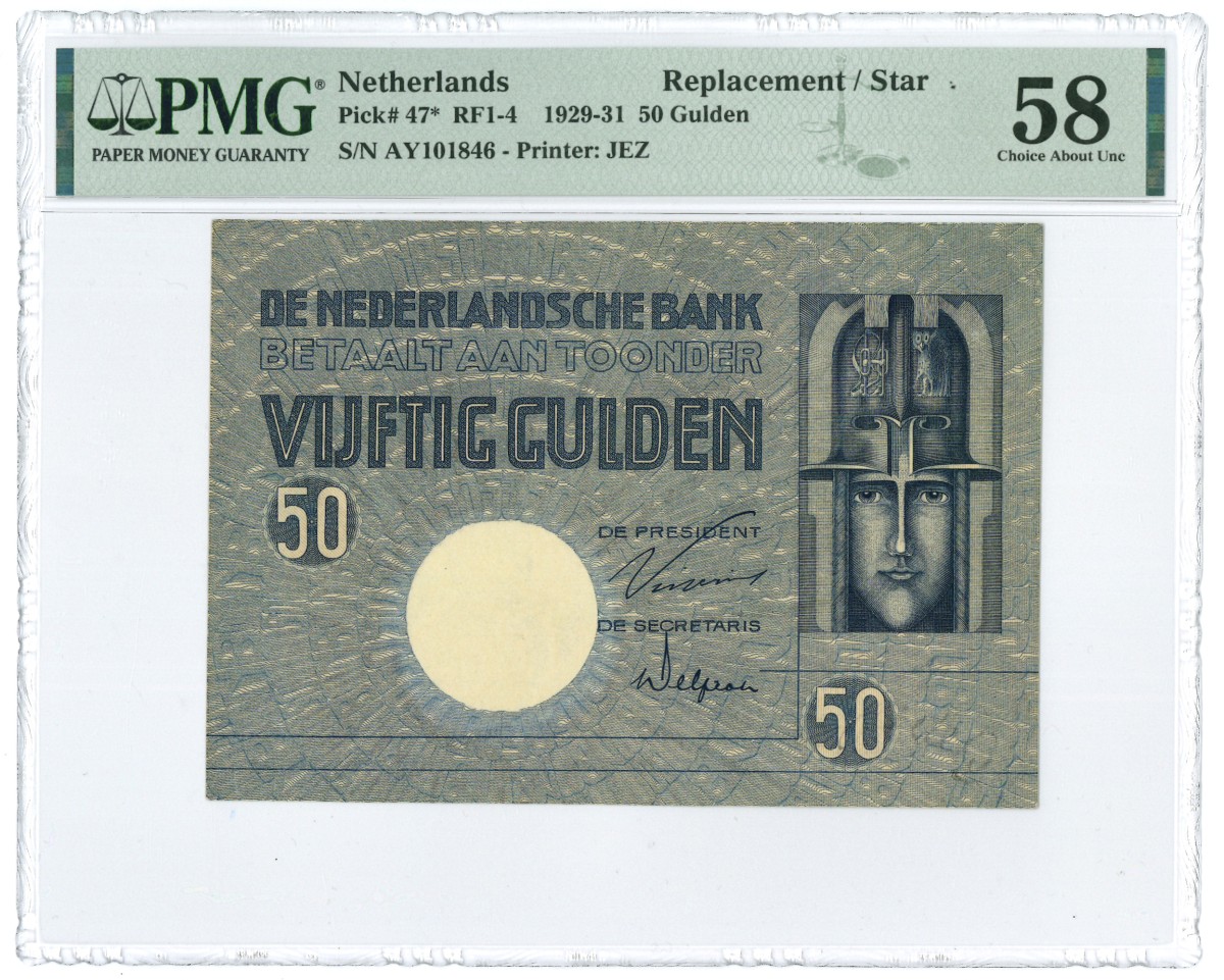 Nederland. 50 Gulden. Bankbiljet. Type 1929. Type Minerva. - Nagenoeg UNC.
