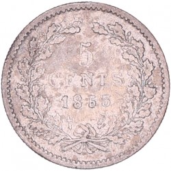 5 Cent Willem III 1853. Fraai / Zeer fraai (RR).