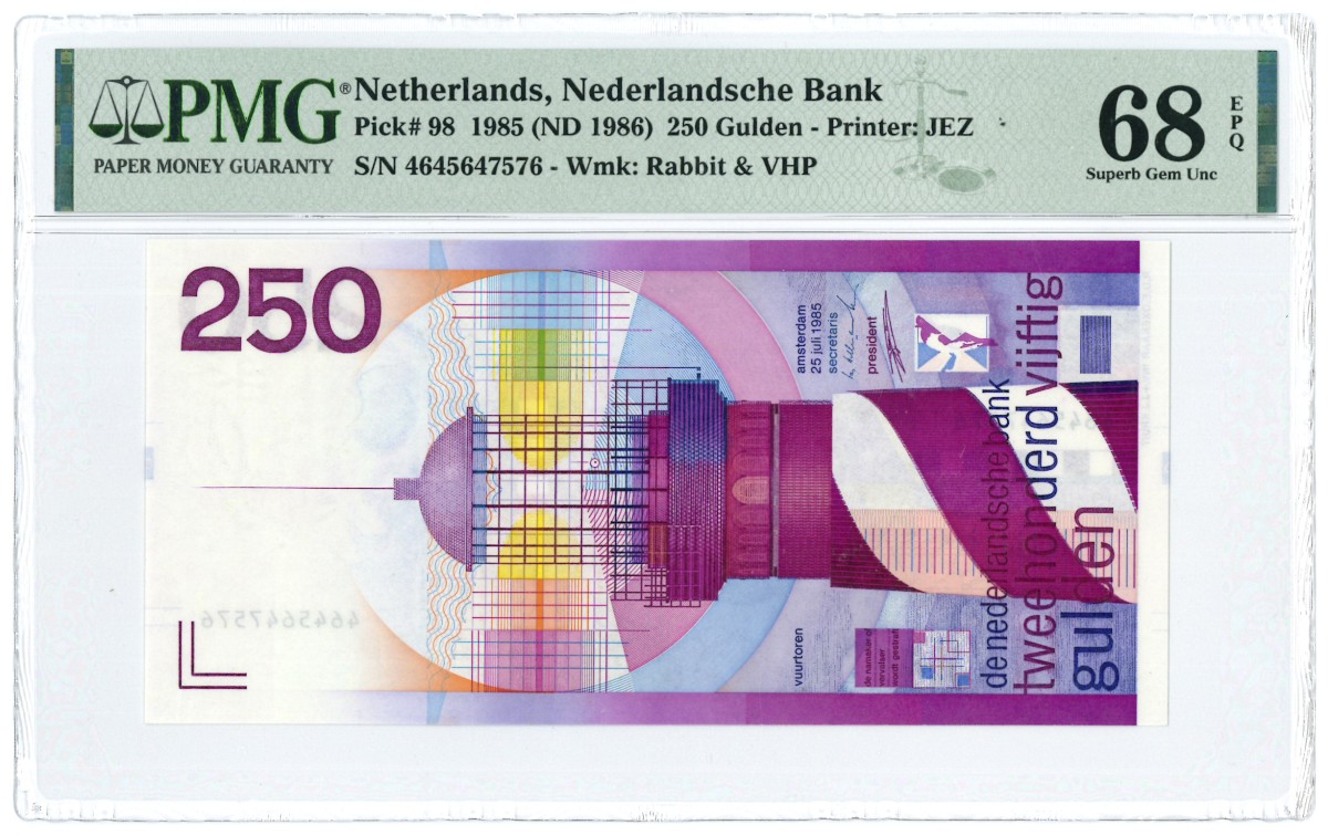 Nederland. 250 Gulden. Bankbiljet. Type 1985. Type Vuurtoren. - UNC.