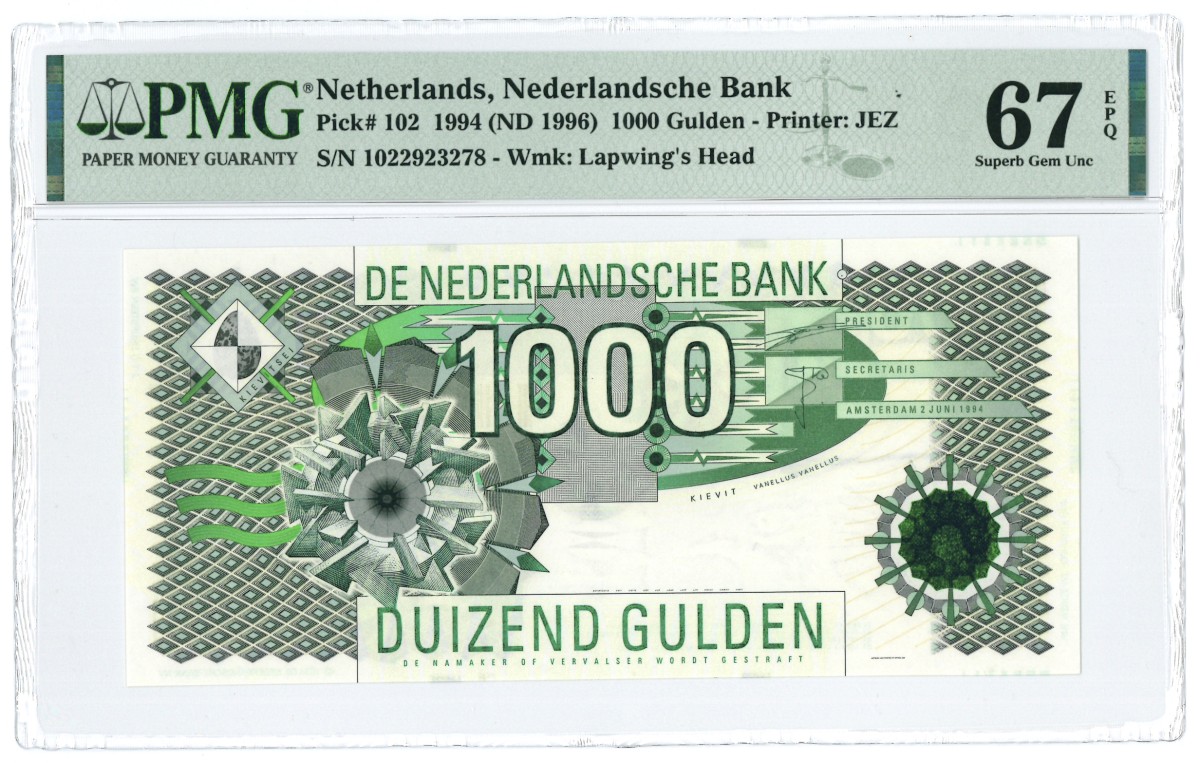 Nederland. 1000 Gulden. Bankbiljet. Type 1994. Type Kievit. - UNC.