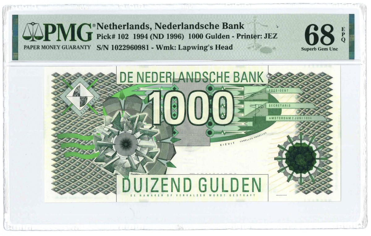 Nederland. 1000 Gulden. Bankbiljet. Type 1994. Type Kievit. - UNC.