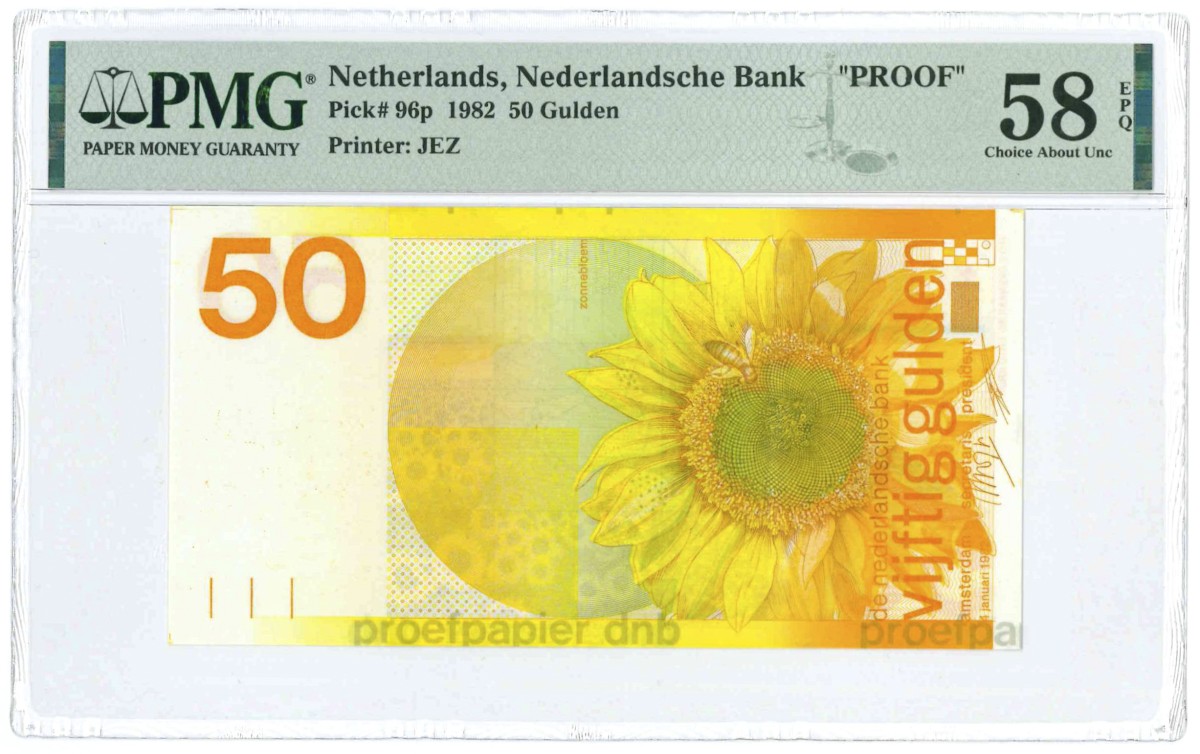 Nederland. 50 Gulden. Bankbiljet. Type 1982. Type Zonnebloem. - Nagenoeg UNC.