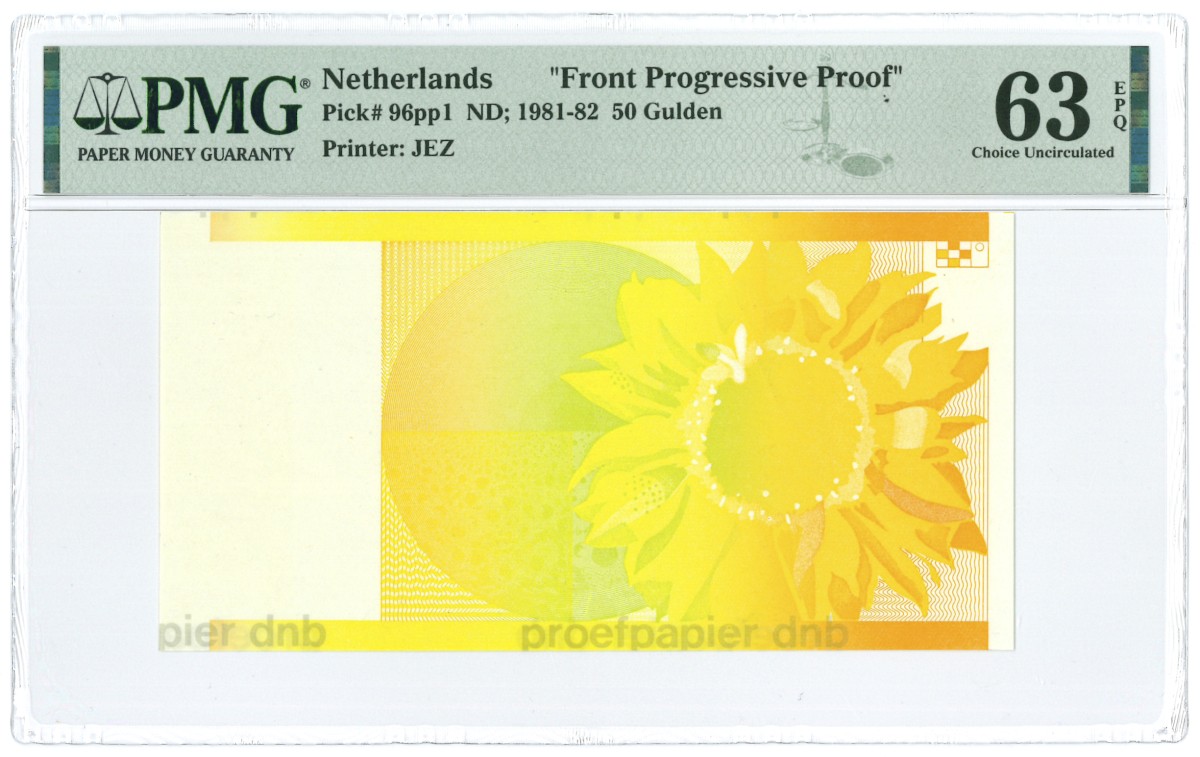 Nederland. 50 Gulden. Proefdruk. Type 1982. Type Zonnebloem. - UNC.