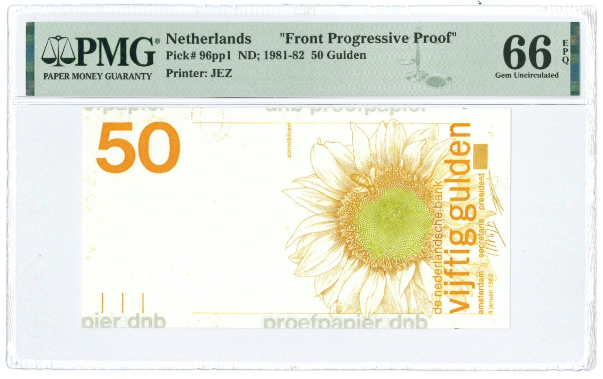 Nederland. 50 Gulden. Proefdruk. Type 1982. Type Zonnebloem. - UNC.