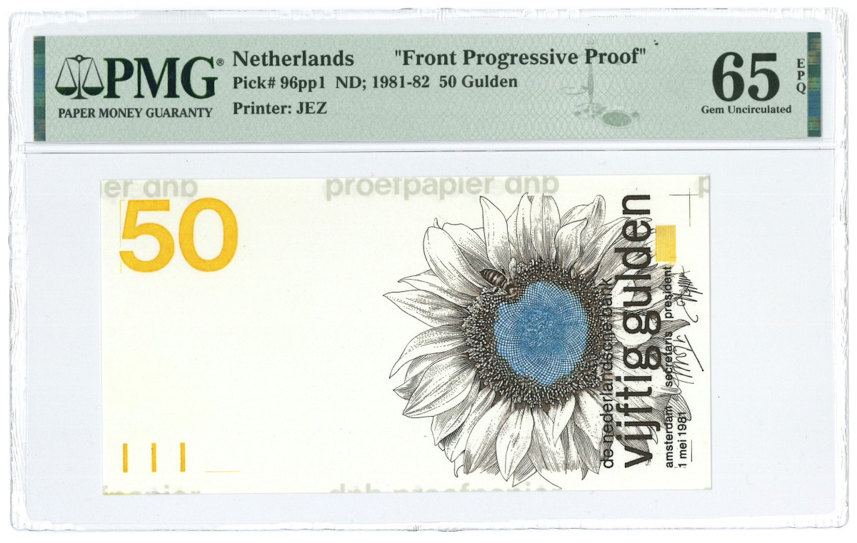 Nederland. 50 Gulden. Proefdruk. Type 1982. Type Zonnebloem. - UNC.