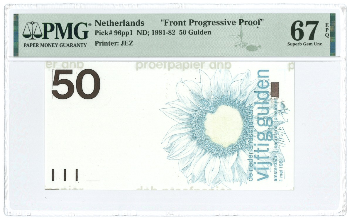 Nederland. 50 Gulden. Proefdruk. Type 1982. Type Zonnebloem. - UNC.